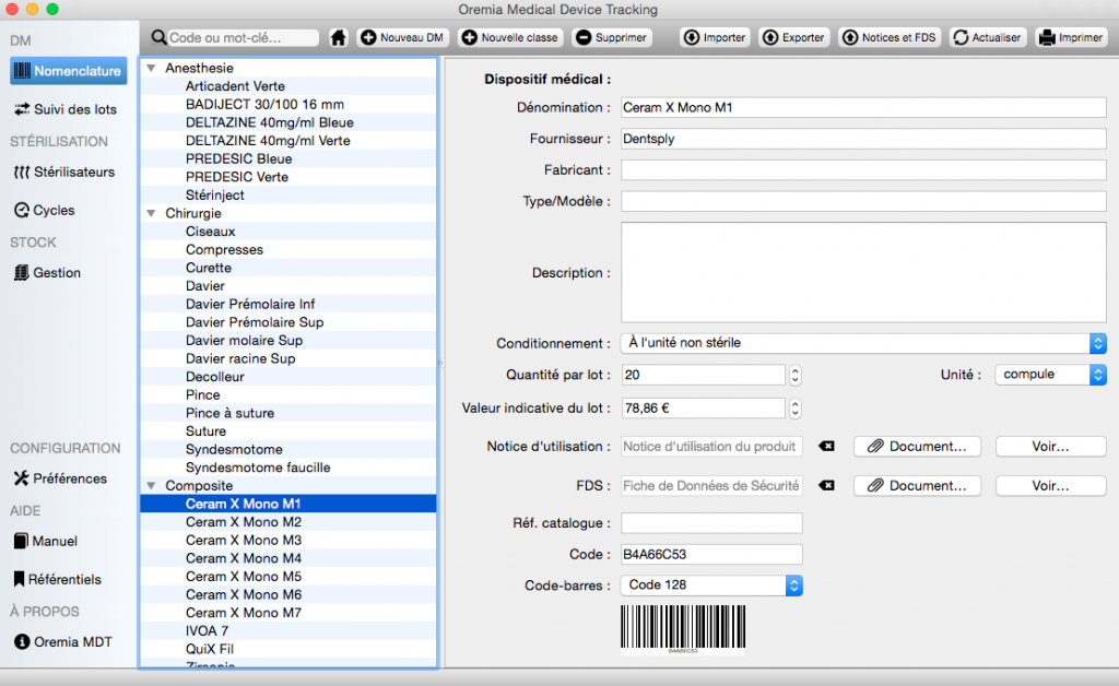 traçabilité gestion des DM oremia MDT