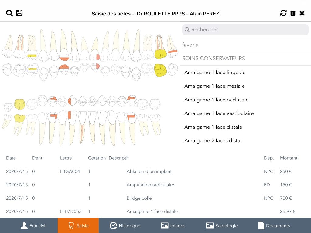 diagramme dentaire avec oremia mobile