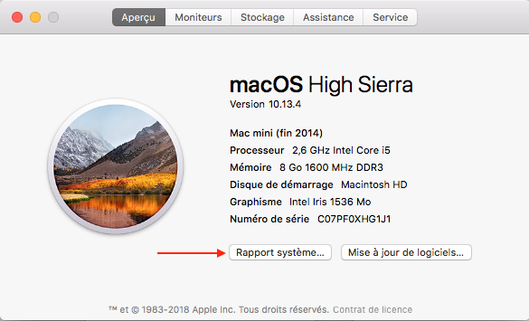 rapport sysème apple macOS